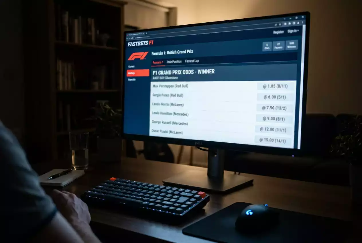Pantalla de ordenador mostrando cuotas de apuestas de una carrera de Fórmula 1